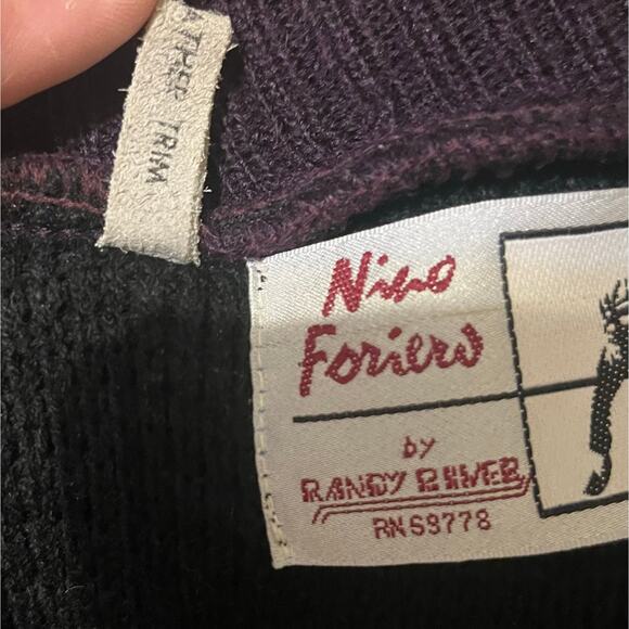 Vtg Randy River Geometric Knit Cardigan Sweater Leather Trim Mens L Grandpa Dad - Picture 8 of 9